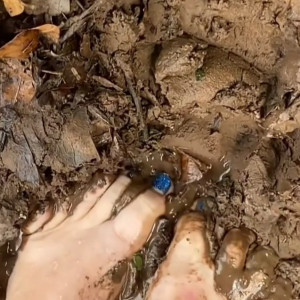 Muddy feet fetish