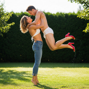 In the arms of a woman